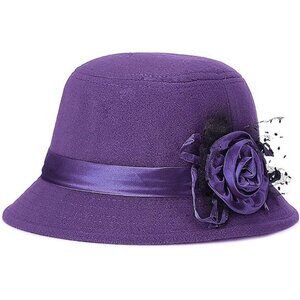 Vintage Felt Cloche Hat Purple